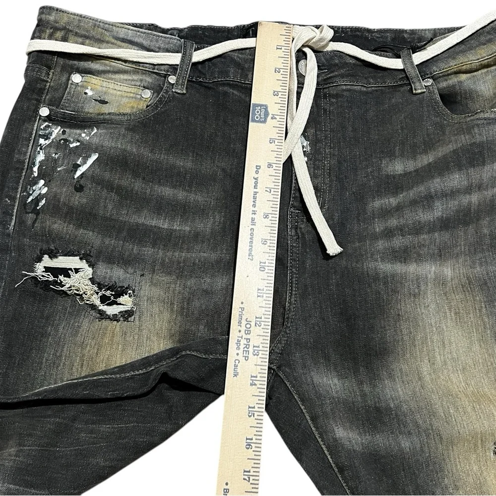 THRT Men's Detroit denim black denim distressed ripped Pants jeans size‎ 44